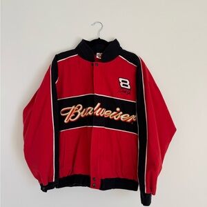 Vintage Dale Earnhardt Jr Jacket Mens L Red Budweiser Bud Racing Nascar Team